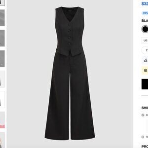 Cider Solid V-neck Button Vest Wide Leg Jumpsuit XL